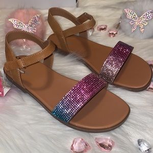NWT Girls multi-color ombre color rhinestone sandal size 12